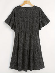  Boho Dress Women's Plus Dot Print Short Sleeve Dress