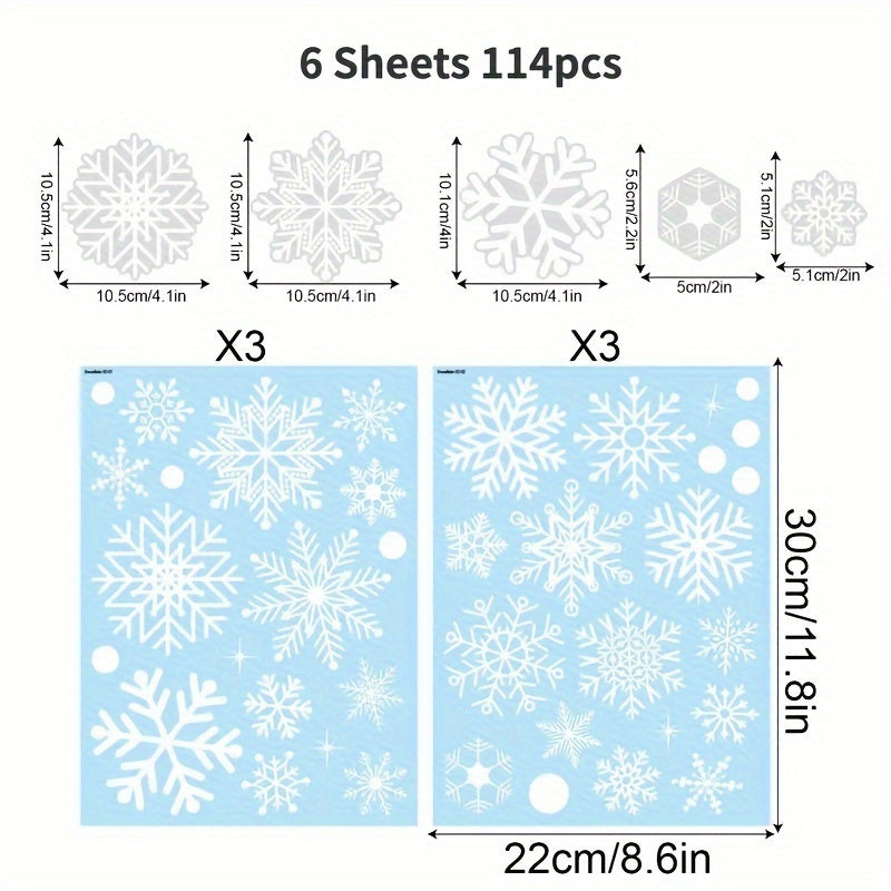 Snowflake Window Stickers Christmas Decor 114pcs
