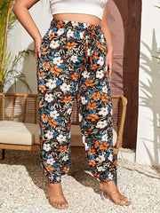 Women's Plus Floral Print Drawstring Jogger Trousers