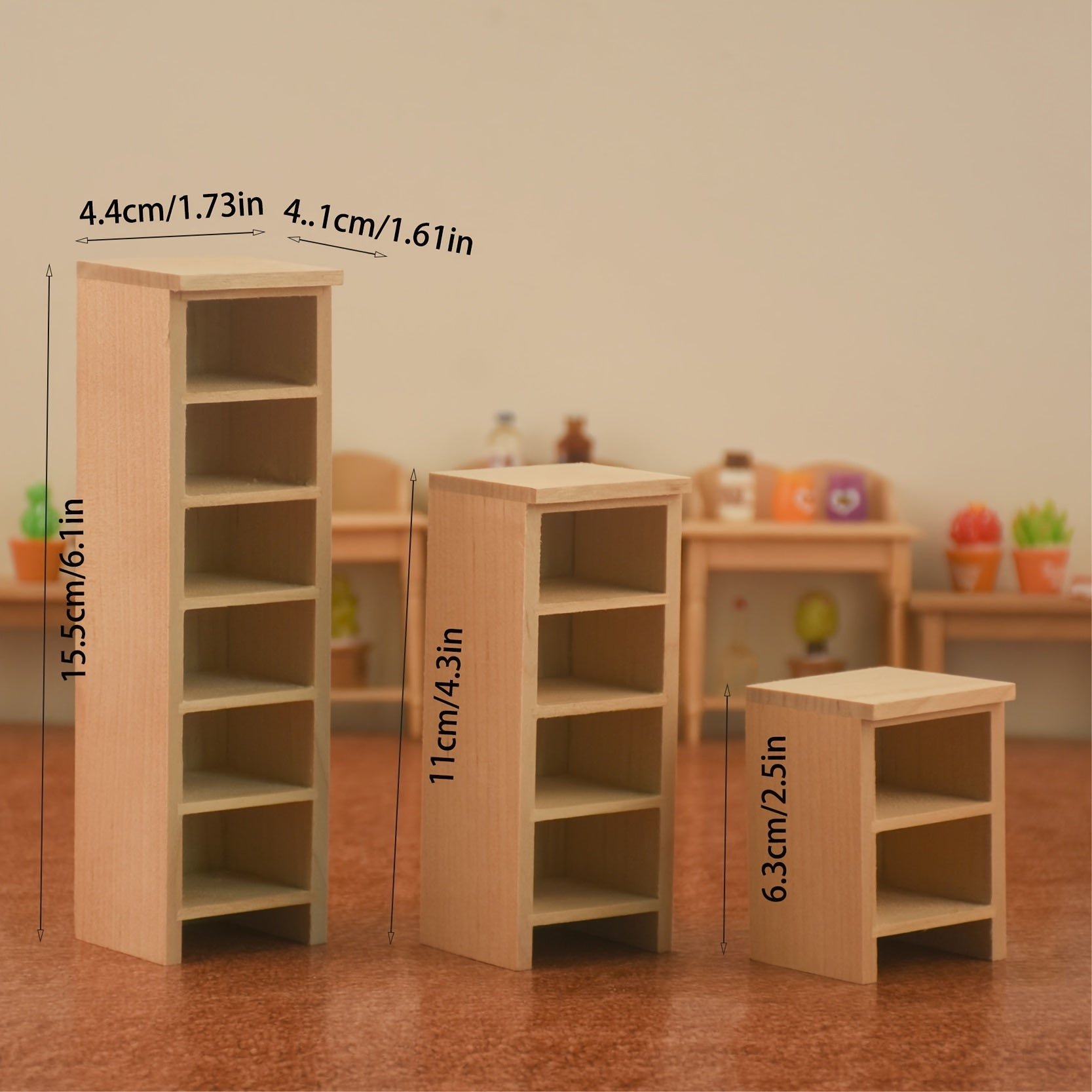 1:12 Doll House Mini Furniture Wooden Standing Cabinet Storage