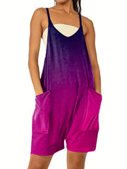  Ombre Print V Neck Cami Romper With Pockets