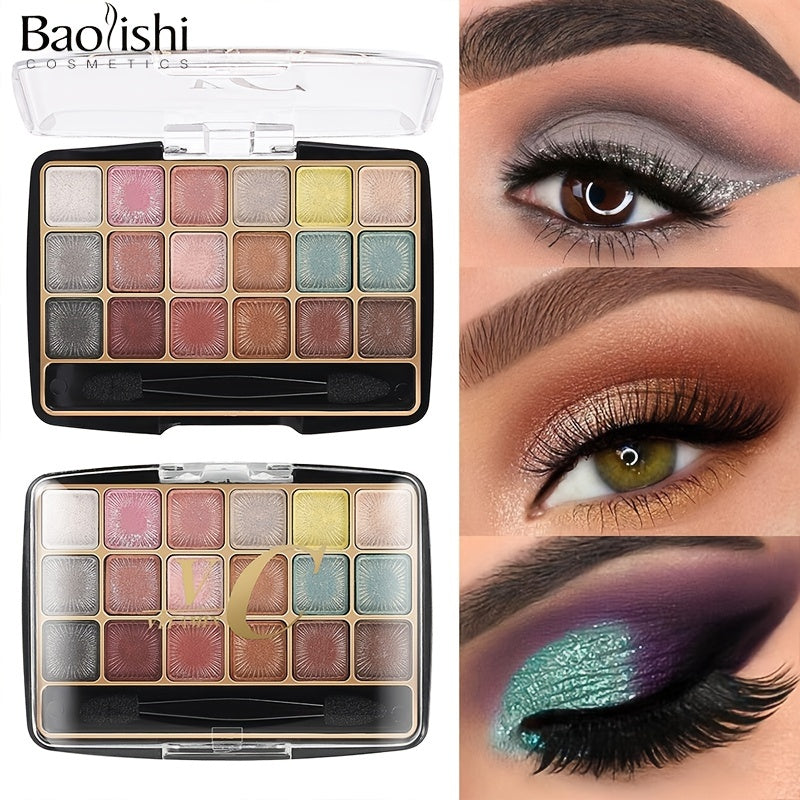 18 Eyeshadow Palette Matte Shimmer Metallic Textures Long Lasting