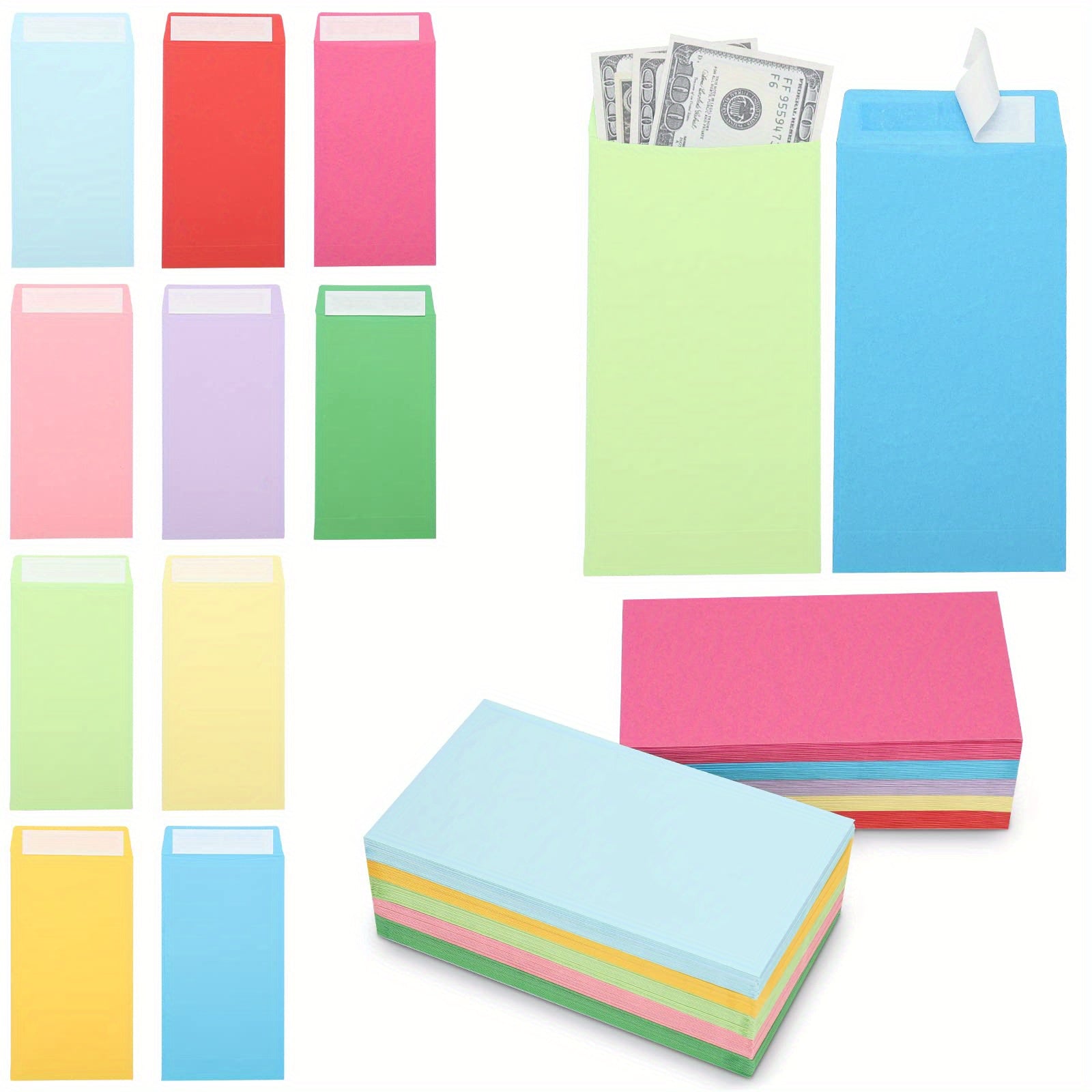 Pack Of 100 Colored Envelopes Self-seal Glossy Bridal Shower