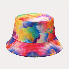 Hip Hop Reversible Bucket Hat Tie Dye Print Fisherman Cap