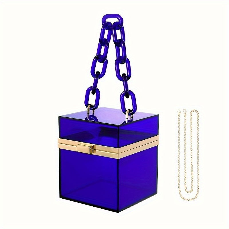 Transparent Square Crossbody Bag Acrylic Shoulder Handbag & Clutch Purse