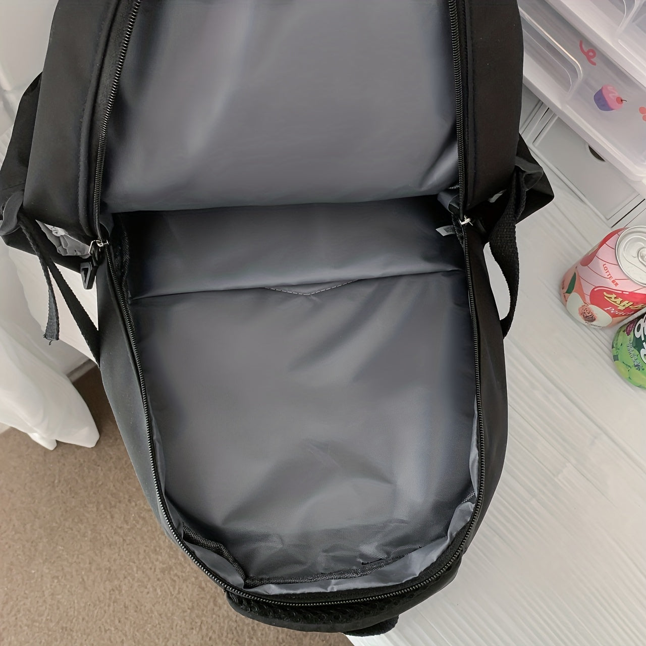 Letter Print Front Zip Backpack Purse Large Capacity Pockets Schoolbag