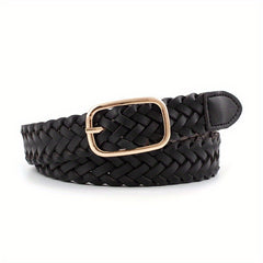 Classic Braided PU Belt Hollow Out Pin Buckle Waist Belt Women