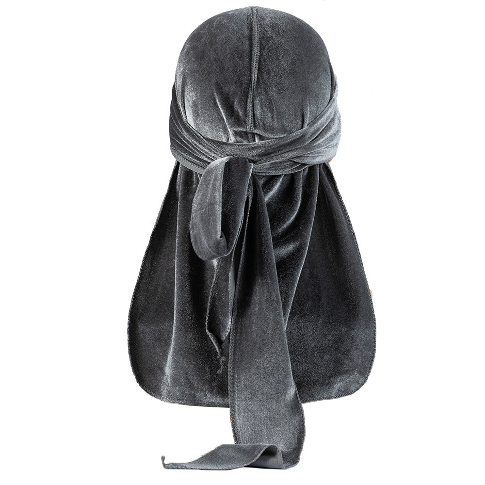 Velvet Solid Pirate Hat Men's Durag Polyester Long Tail Bandana 