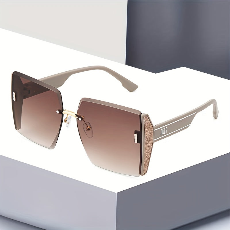 Glitter Gradient Square Rimless Sunglasses UV400 Sun Shades