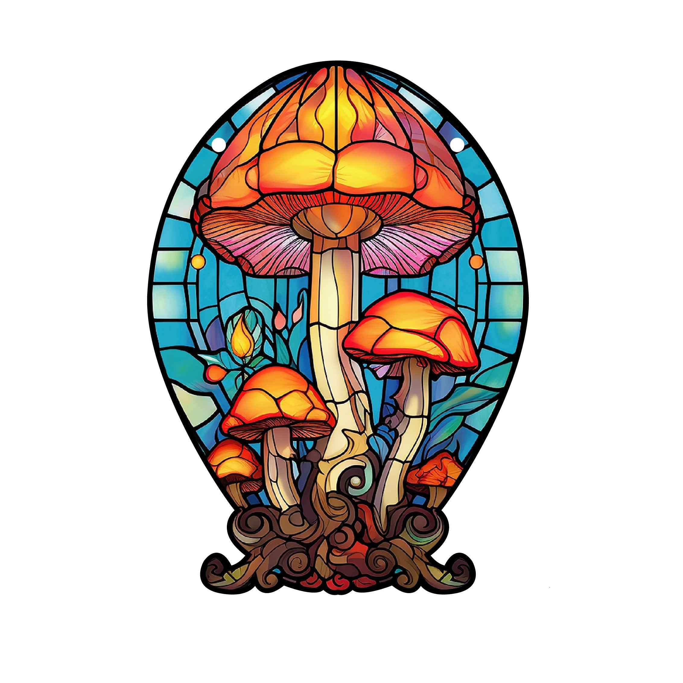 Strange Mushroom Acrylic Round Wall Decoration for Front Door