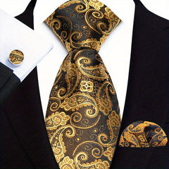 Men's Stripe Paisley Tie Set with Accessories