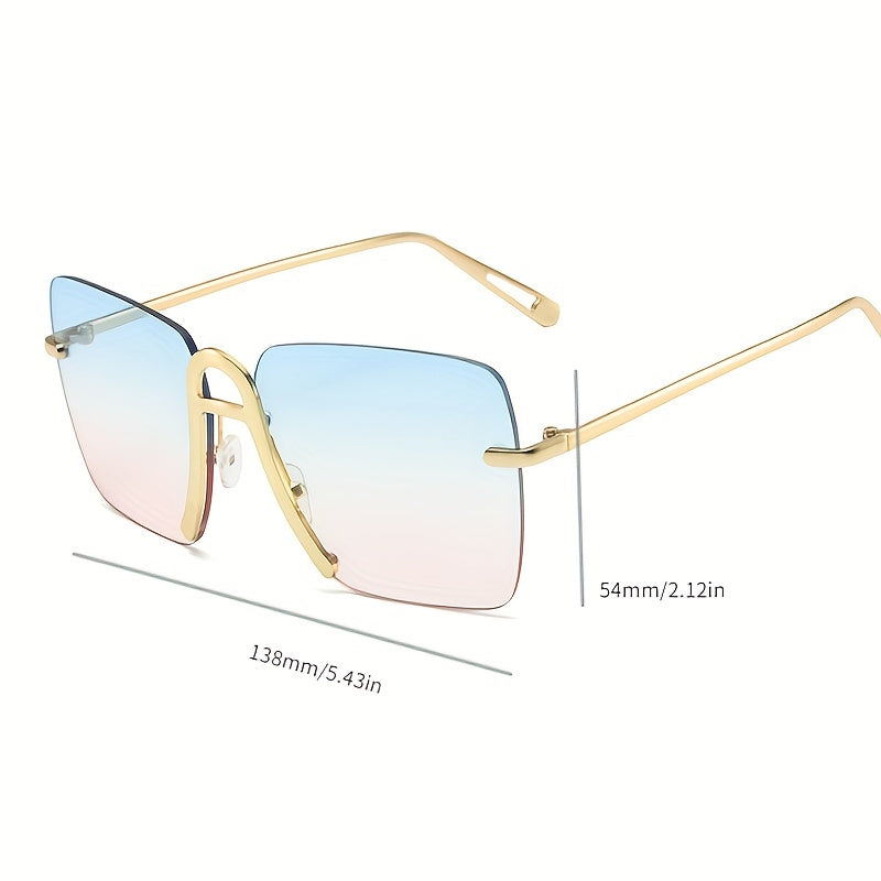 Square Rimless Sunglasses Gradient UV400 Sun Shades Glasses