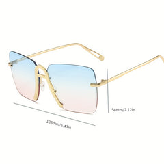 Square Rimless Sunglasses Gradient UV400 Sun Shades Glasses