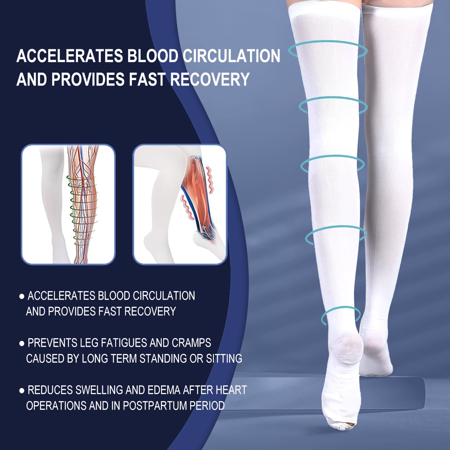 1 Pair Anti Embolism Stockings for Women Men 15 20 mmHg Compression Socks