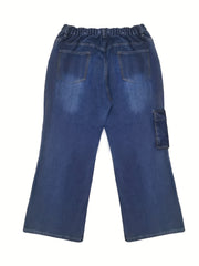  High Rise Wide Leg Jeans With Flap Pockets