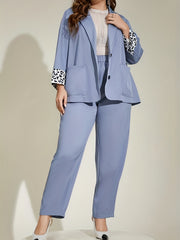  Cow Print Blazer & Pants Suit Set