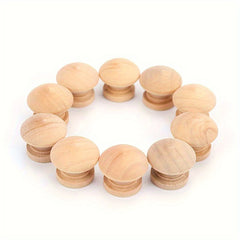 10pcs Wooden Mushroom Door Pull Round Knobs