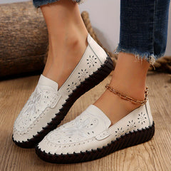 Floral Embroidered Flat Shoes Slip On Loafers Lightweight Flats