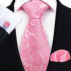 Men's Business Cashew Flower Tie Square Scarf Cufflink Set