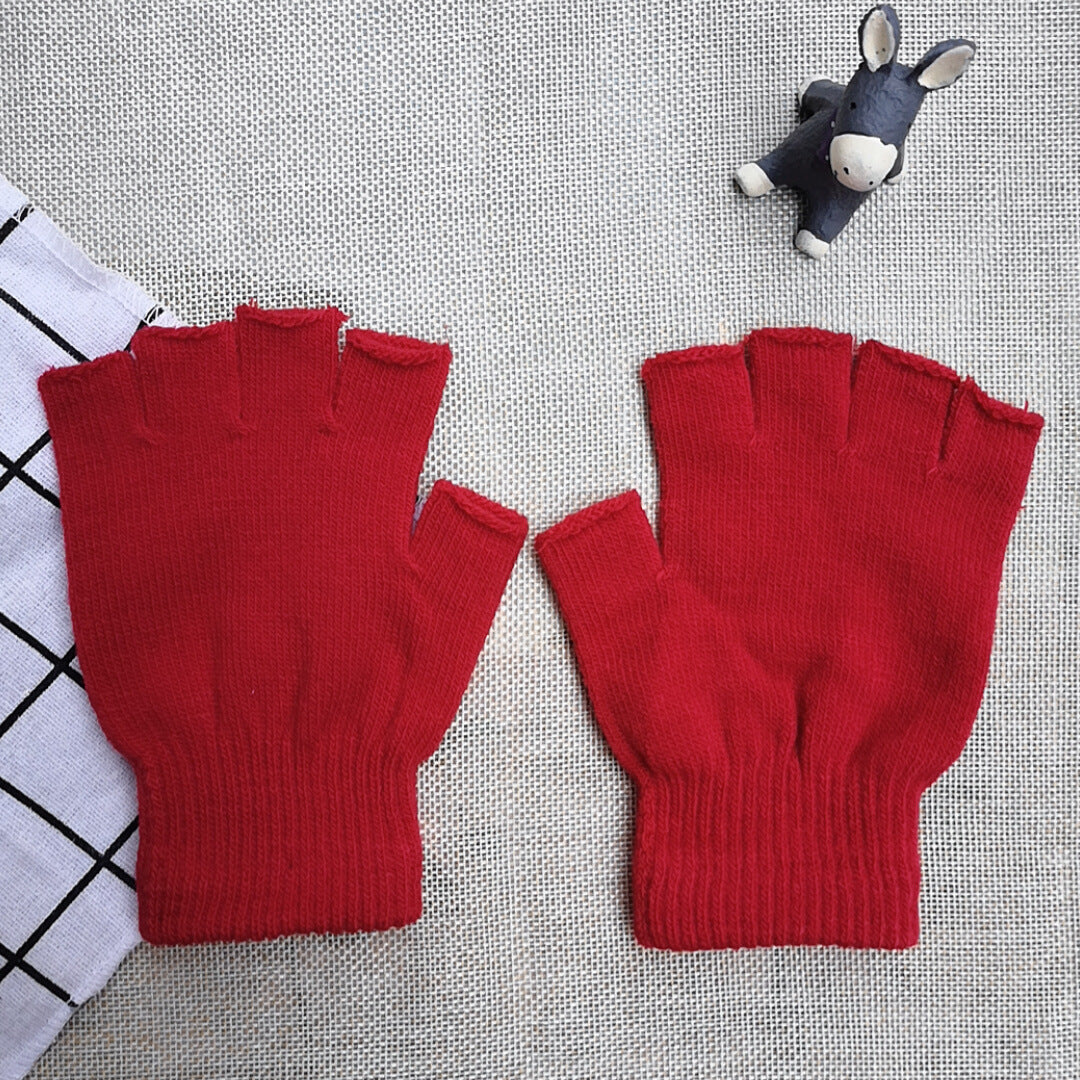 Unisex Half Finger Fingerless Knitted Wrist Gloves Winter Warm Work Gloves