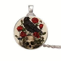 Round Crow Crystal Bead Pendant Necklace for Men & Women