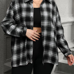 Plaid Print Long Sleeve Button Up Shirt