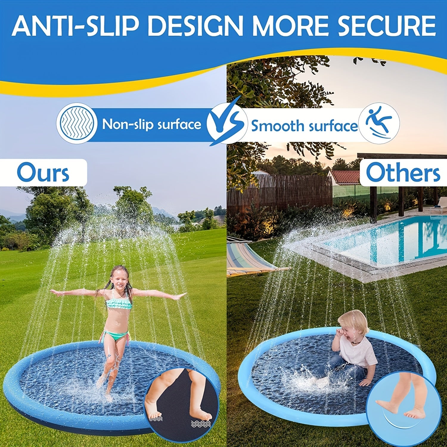Anti Slip Splash Sprinkler Pad for Dogs - Thickened Paddling Pool