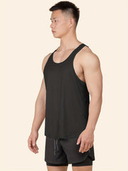 Men's Solid Tank Top Quick Dry Stretch Sleeveless Shirt
