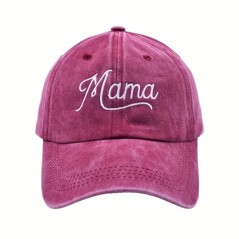 Mama Embroidery Baseball Cap Vintage Washed Dad Hat Adjustable Sunshade Sun Hats