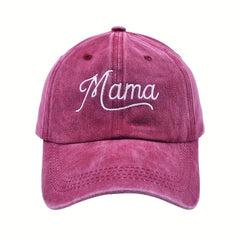 Mama Embroidery Baseball Cap Vintage Washed Dad Hat Adjustable Sunshade Sun Hats