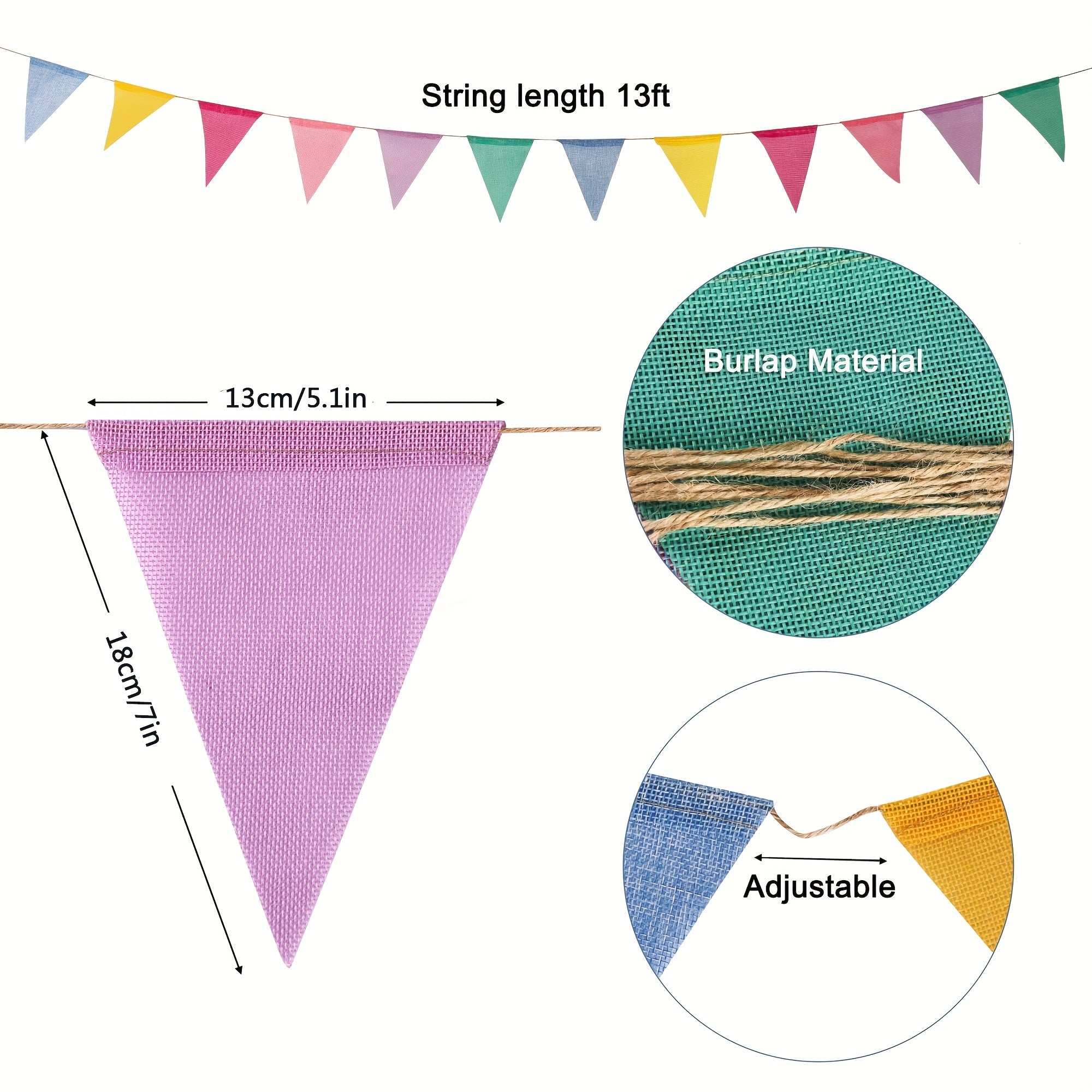 4pcs Pastel Rainbow Pennant Banner Flags for Birthday Spring Easter Classroom