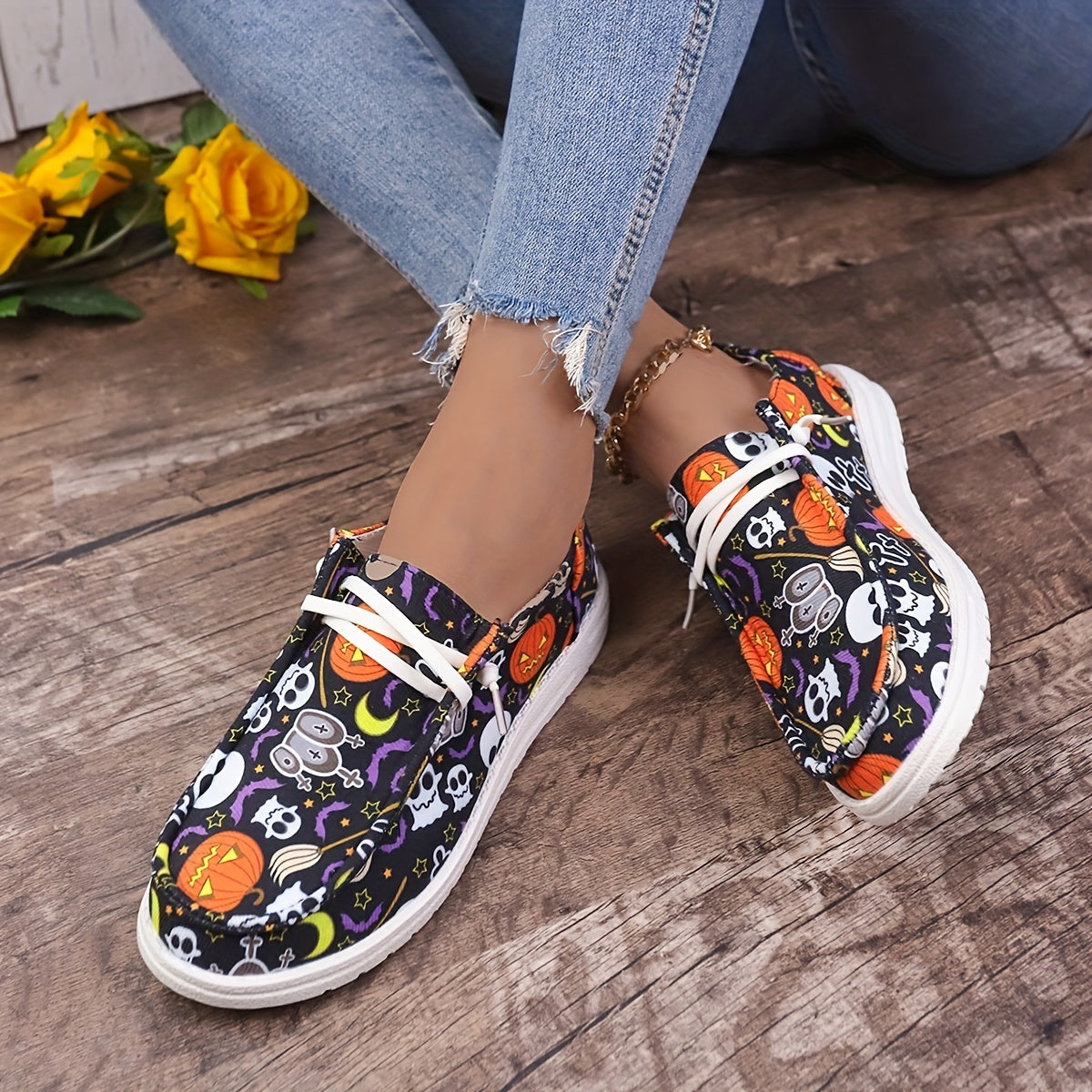 Scary Pumpkin Ghost Slip On Sneakers Lightweight Comfortable Boat Shoes