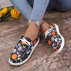 Scary Pumpkin Ghost Slip On Sneakers Lightweight Comfortable Boat Shoes
