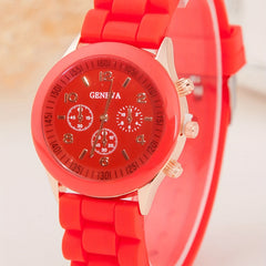 Silicone Quartz Watch & Heart Rhinestone Jewelry Set for Students
