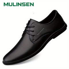 Men's Pointed Toe Leather Lace up Oxford Shoes Soft Sole