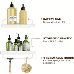 4 Tier Corner Shower Caddy Telescoping Rod Shower Rack