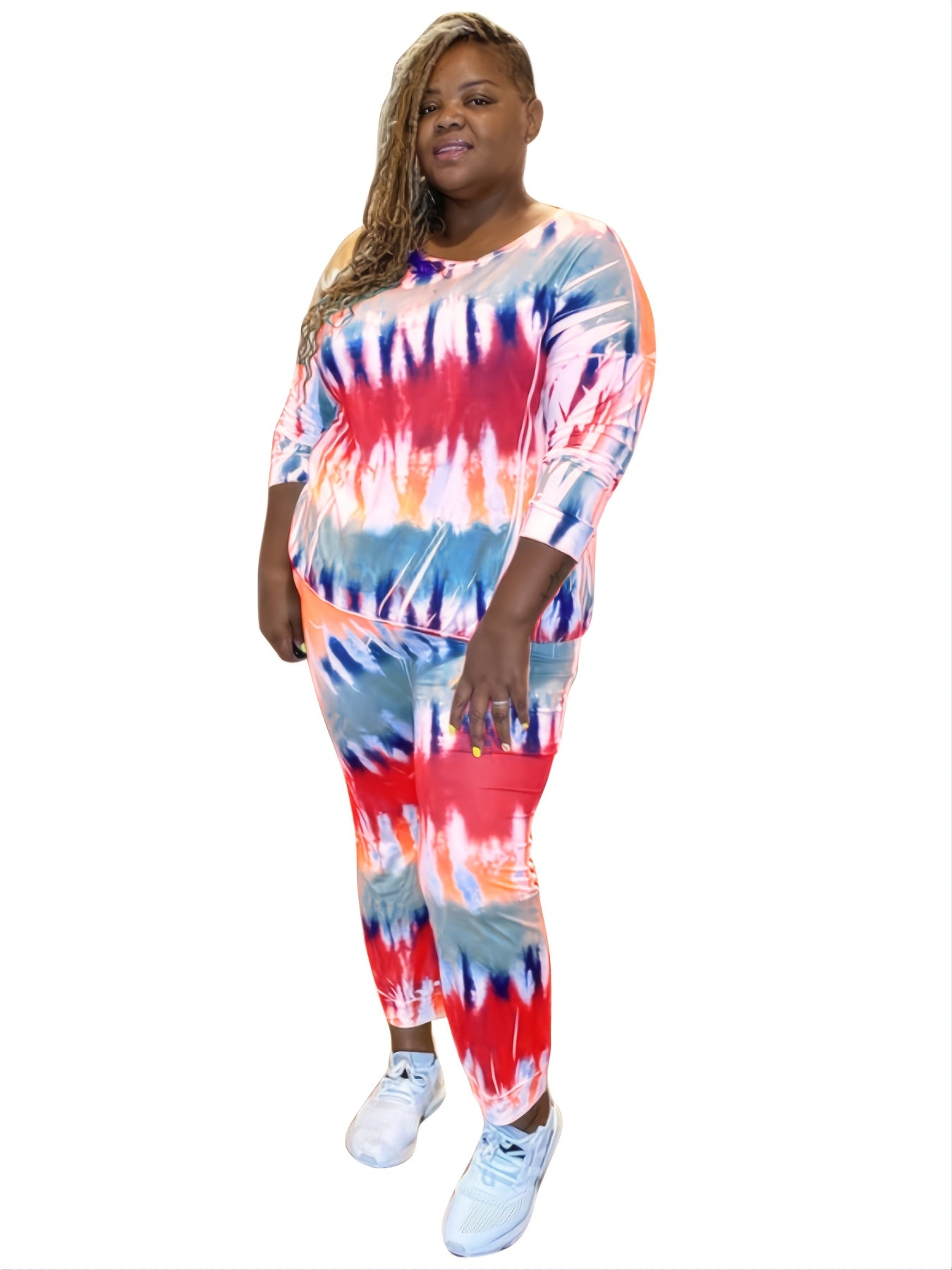  Tie Dye Long Sleeve Tee & High Waist Sweatpants Set