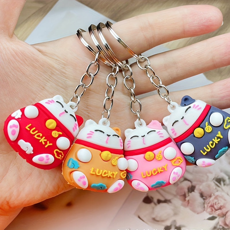 1pcs Baby Lucky Cat Door Ornament Creative Cartoon Lucky Cat Couple Bag Pendant