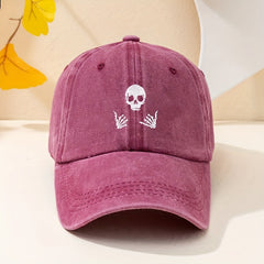 Ghost Face Print Baseball Cap Solid Washed Distressed Sports Hat