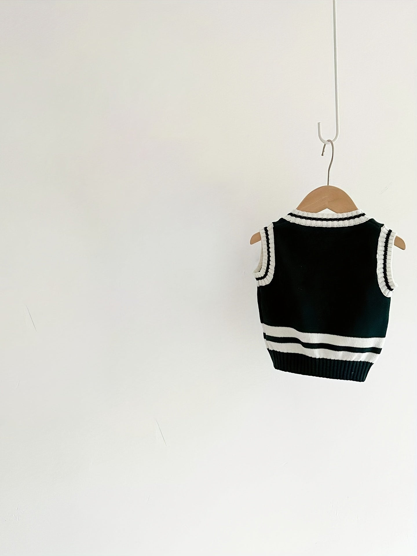 Baby Knitted Vest Kids Cotton Striped V Neck Sweater Top