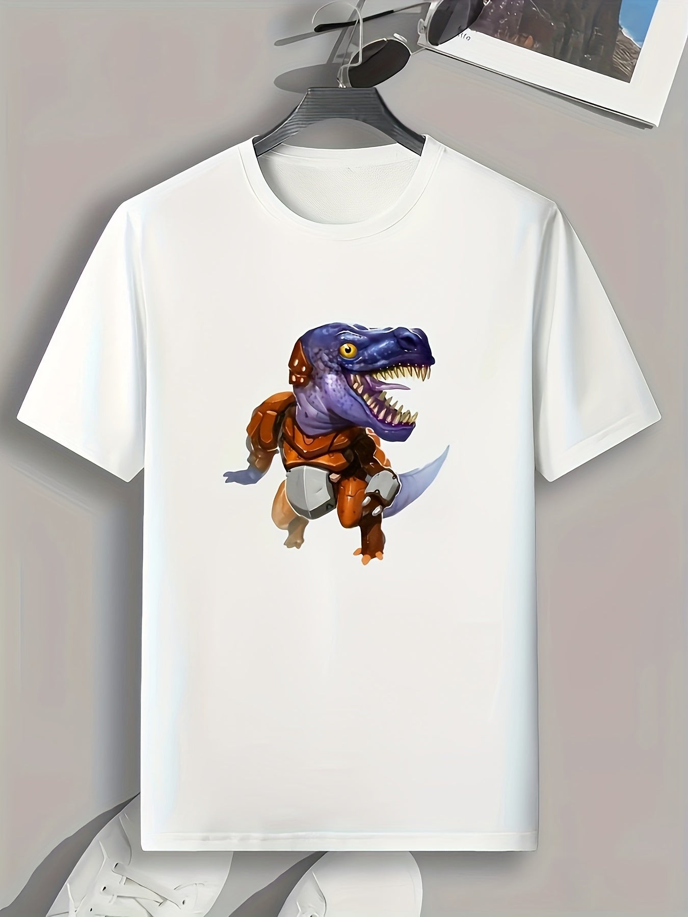 Dinosaur Print Men's Graphic T-Shirt for Summer