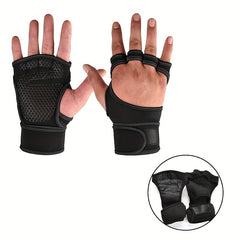 Half Finger Pull Up Grip Sports Wrist Protection Gloves