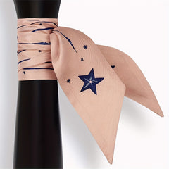 Pentagram Pattern Silky Neck Scarf Retro Handbag Handle Hair Ribbon