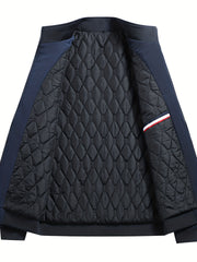 Men's Casual Zipper Jacket Solid Stand Collar