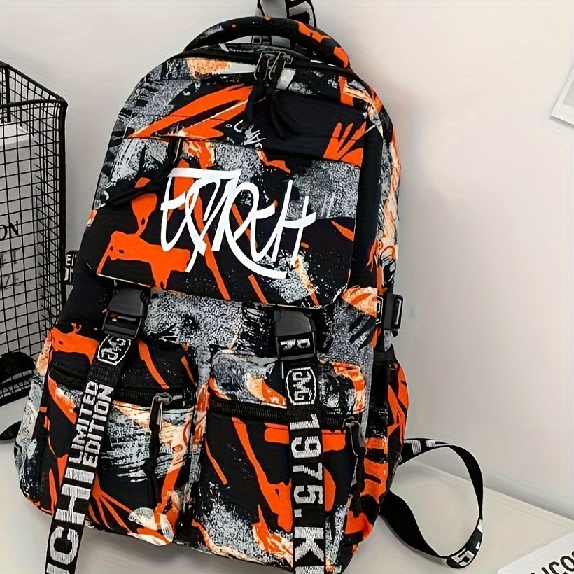 Large Capacity Functional Shoulder Backpack Multiple Pocket Student Bag