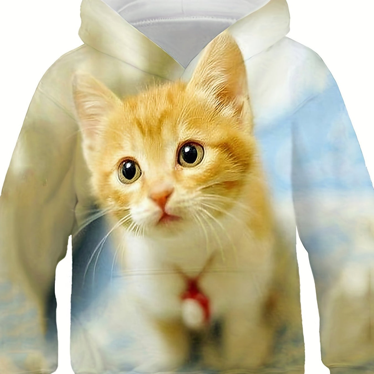 3D Cat Pattern Hoodie for Kids Hooded Long Sleeve Top