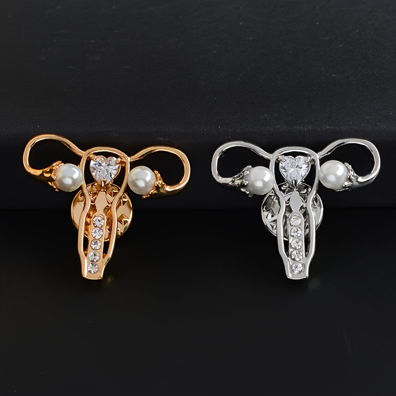 Mother Womb Shaped Crystal Brooch Human Organ Design