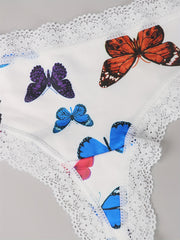3 Pack Plus Size Butterfly & Heart Print Tanga Panty Set