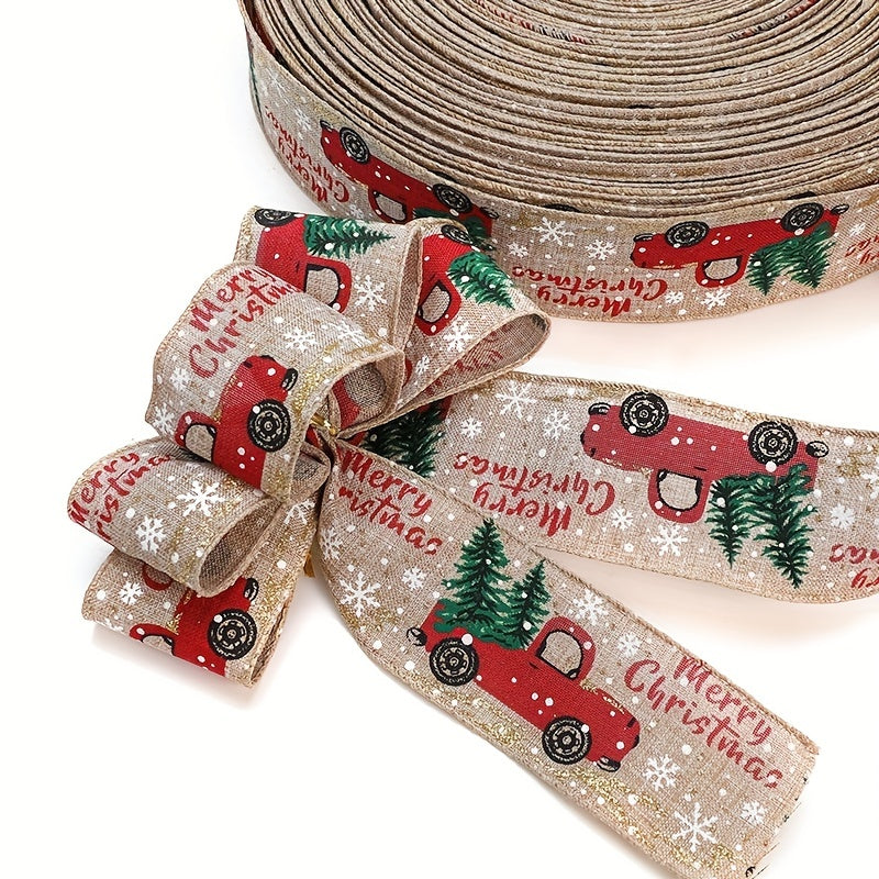5m Christmas Ribbon Colorful Car Printing