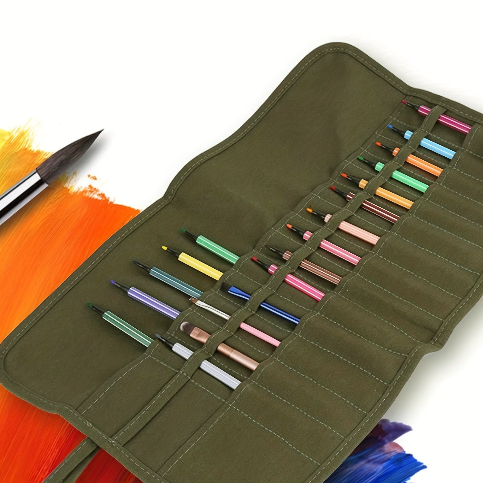 30 Holes DIY Paint Brush Bag Roll Up Canvas Paint Brush Case